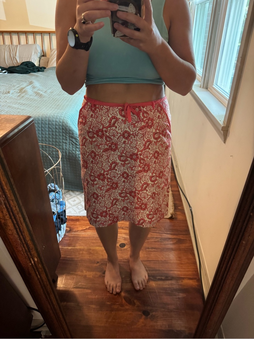 Vintage American eagle cotton skirt in Red Floral and paisley pattern